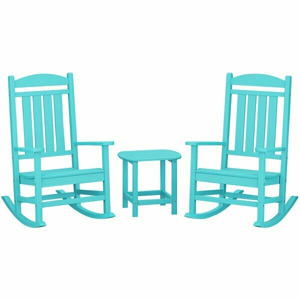 Polywood Presidential Aruba Patio Set with South Beach Side Table and 2 Rocking Chairs 633PWS1661AR
